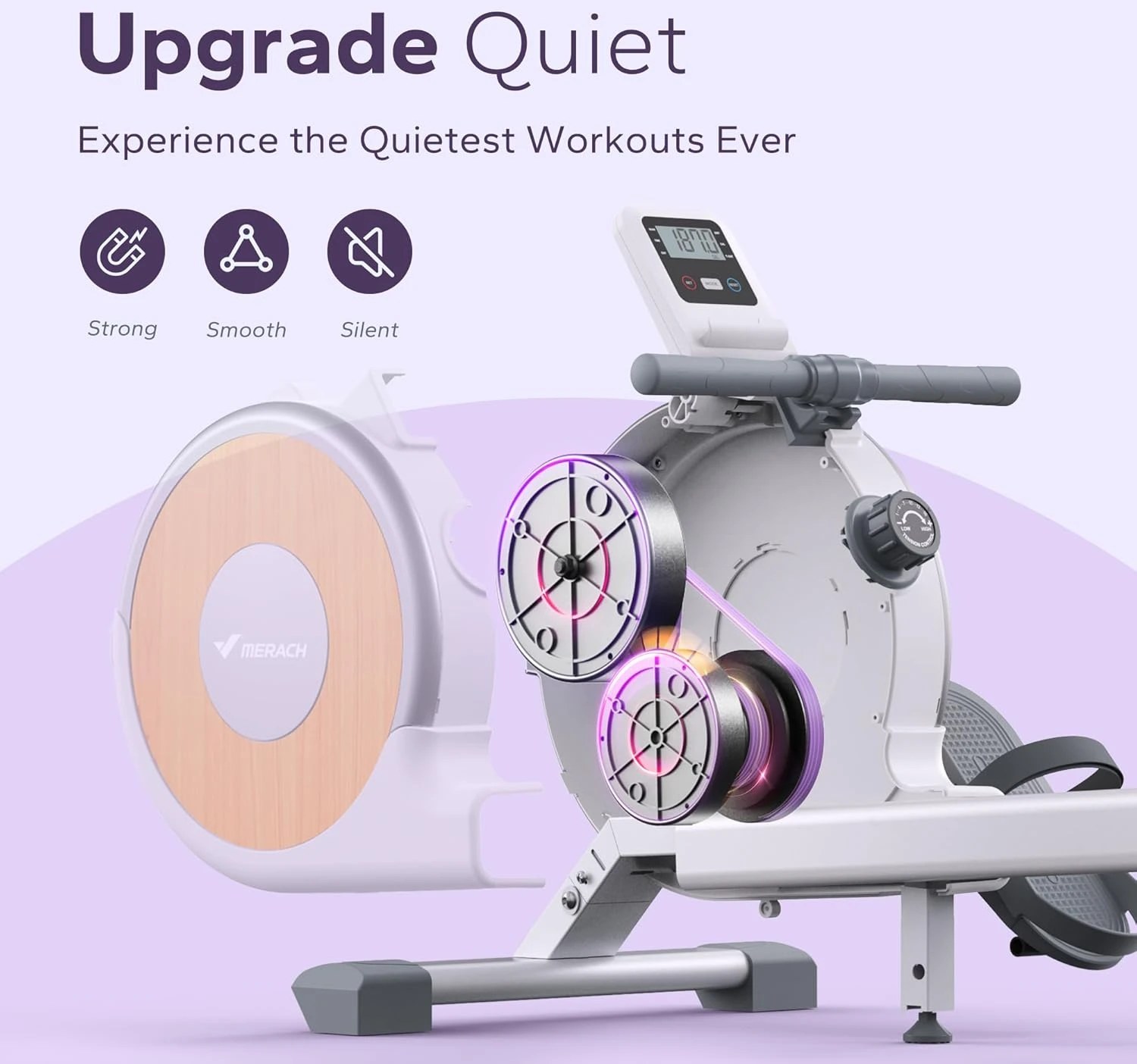 MERACH Rowing Machine with App, 16 Levels of Magnetic Resistance, Exclusive Dual Slide Rail Rower, 350LB Max Weight Rowing Machines for Home Use, Q1S White Sports & Outdoors - Image 2