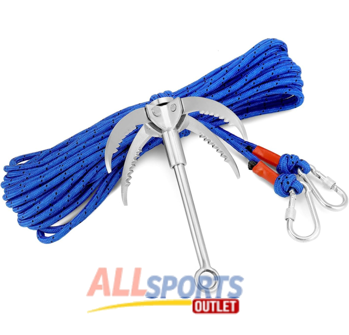 QWORK Multi-Purpose Grappling Hook All Sports Outlet 65ft Rope