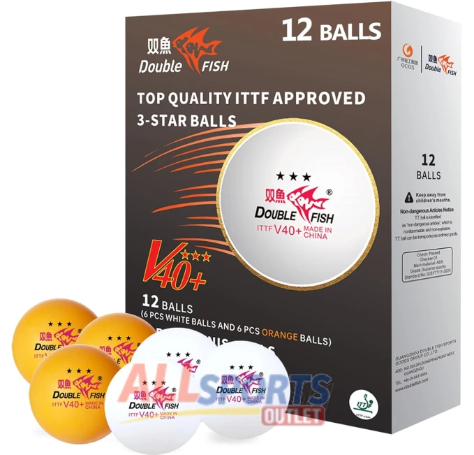 DOUBLE FISH Ping Pong Balls All Sports Outlet 3 Star V40+