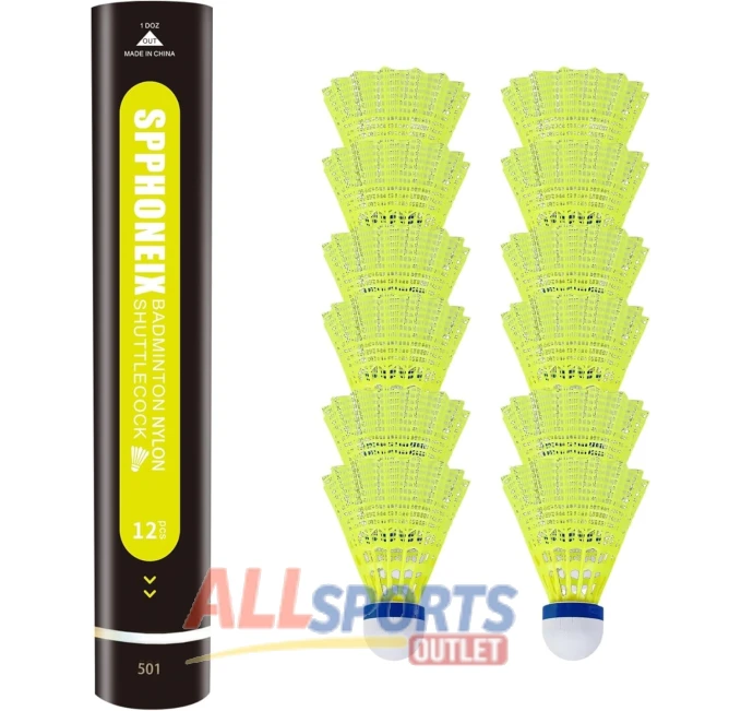 SPPHONEIX 12-Pack Nylon Yellow Badminton Shuttlecocks All Sports Outlet
