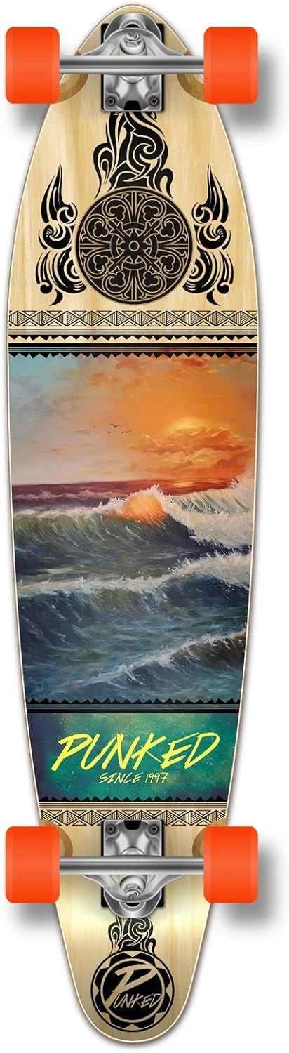 Yocaher Punked Bamboo Longboard 40 Inch Cruiser with 71mm Wheels at All Sports Outlet