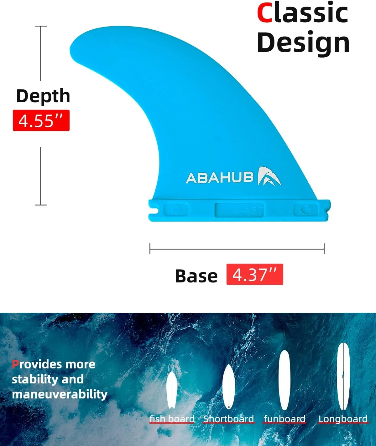 Abahub Surfboard Thruster Fins Set All Sports Outlet for Surfing - Image 2