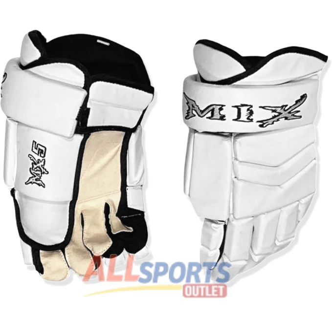 Mix MX5 Ice Hockey Player Gloves White Out 13 Inch All Sports Outlet