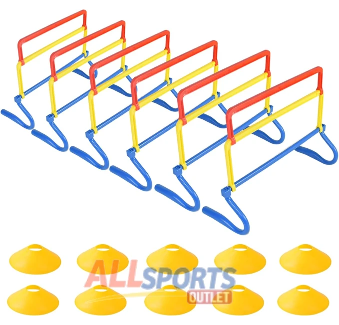 ASENVER Speed Training Hurdles 6 Pack Multicolor Adjustable Heights