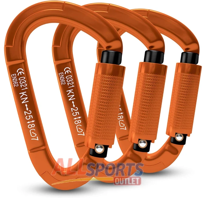 FVW 3 Pieces Heavy Duty Climbing Carabiners for Camping All Sports Outlet