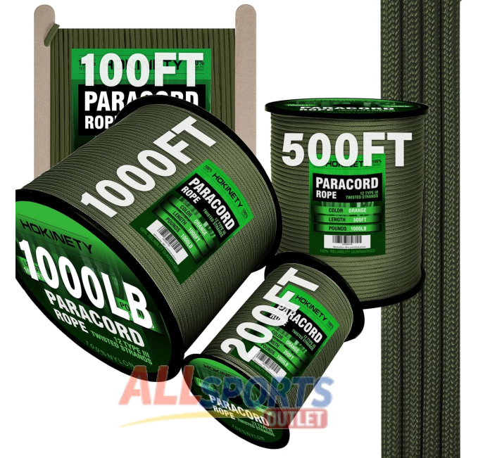 1000lb Paracord Rope 100ft 200ft 500ft Survival Camping All Sports Outlet