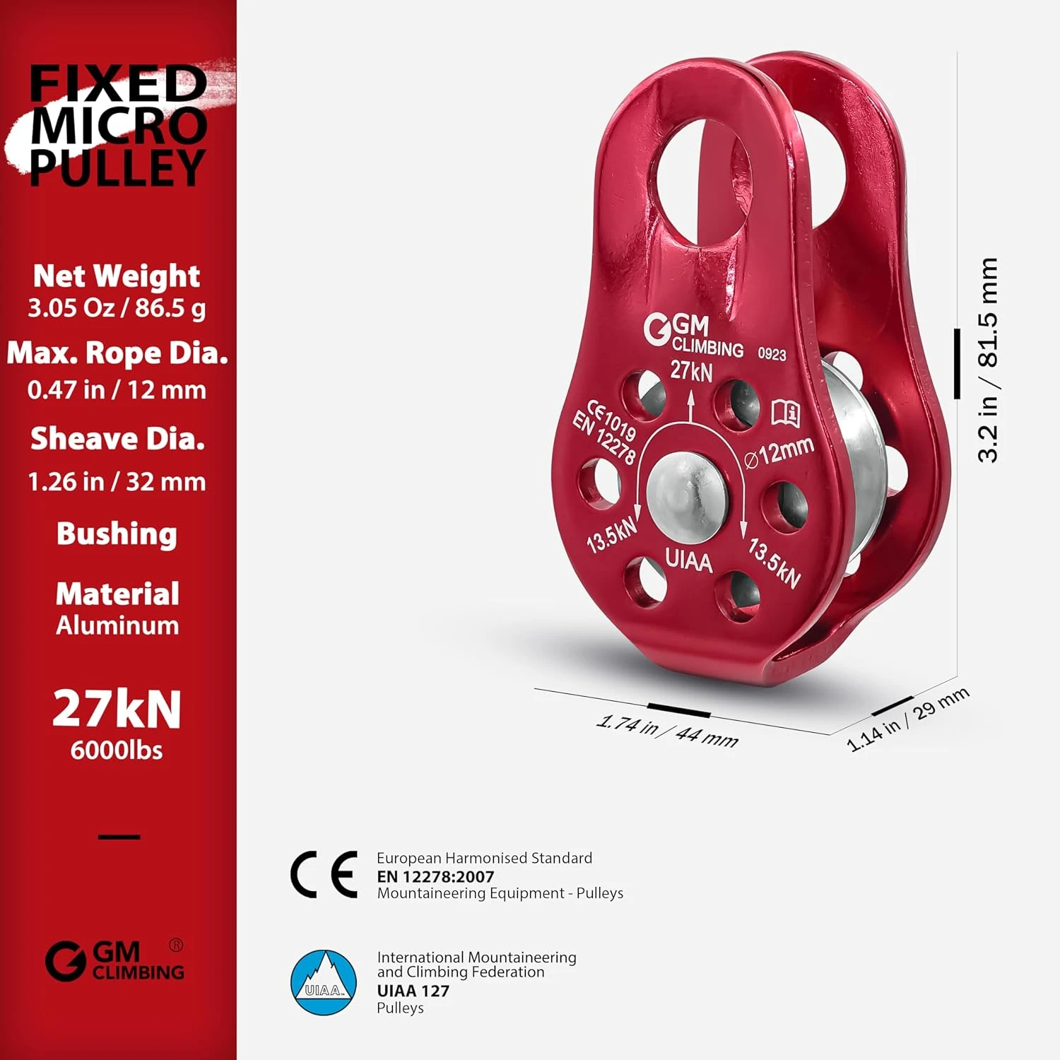 GM CLIMBING Slack Tender 27kN Fixed Micro Pulley All Sports Outlet - Image 2