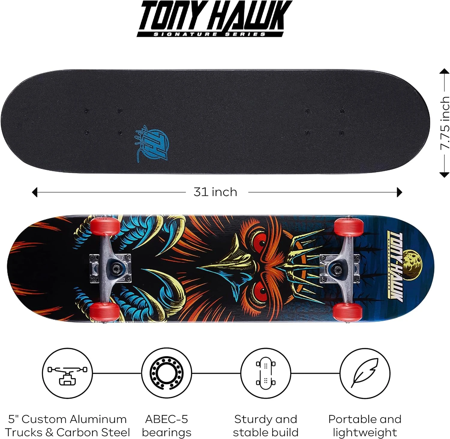 Sakar Tony Hawk 31 Inch Skateboard Royal Crown All Sports Outlet - Image 3