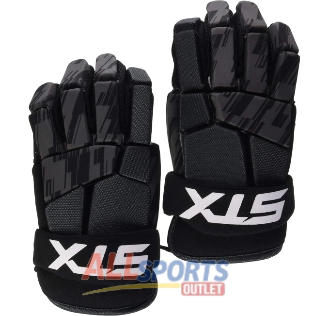 STX Lacrosse Stallion 75 Gloves Medium Black All Sports Outlet