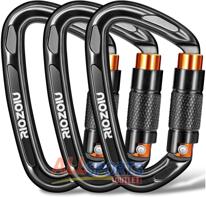 UIAA Certified Auto Locking Carabiner Clips by All Sports Outlet