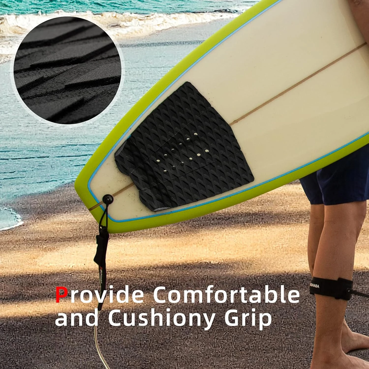 Abahub 3 Piece EVA Surfboard Deck Traction Pads Black All Sports Outlet - Image 3