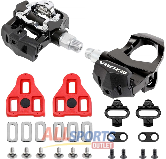 Venzo Sealed Fitness Indoor Bike Pedals Cleats All Sports Outlet Compatible with Peloton Look Delta Shimano SPD 9/16