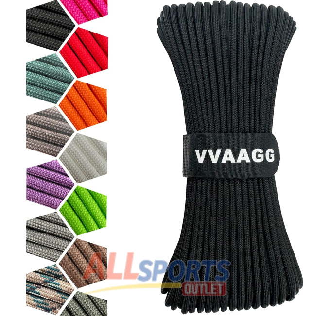 VVAAGG Black Paracord 1000lb Utility Nylon All Sports Outlet