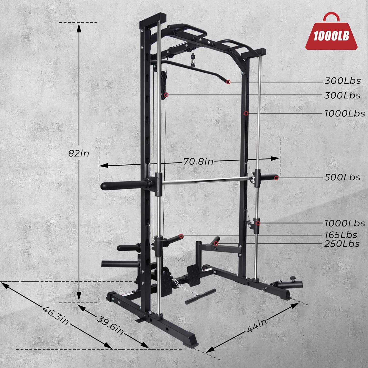 RitFit Smith Machine Power Rack with LAT-Pull Down All Sports Outlet - Image 3