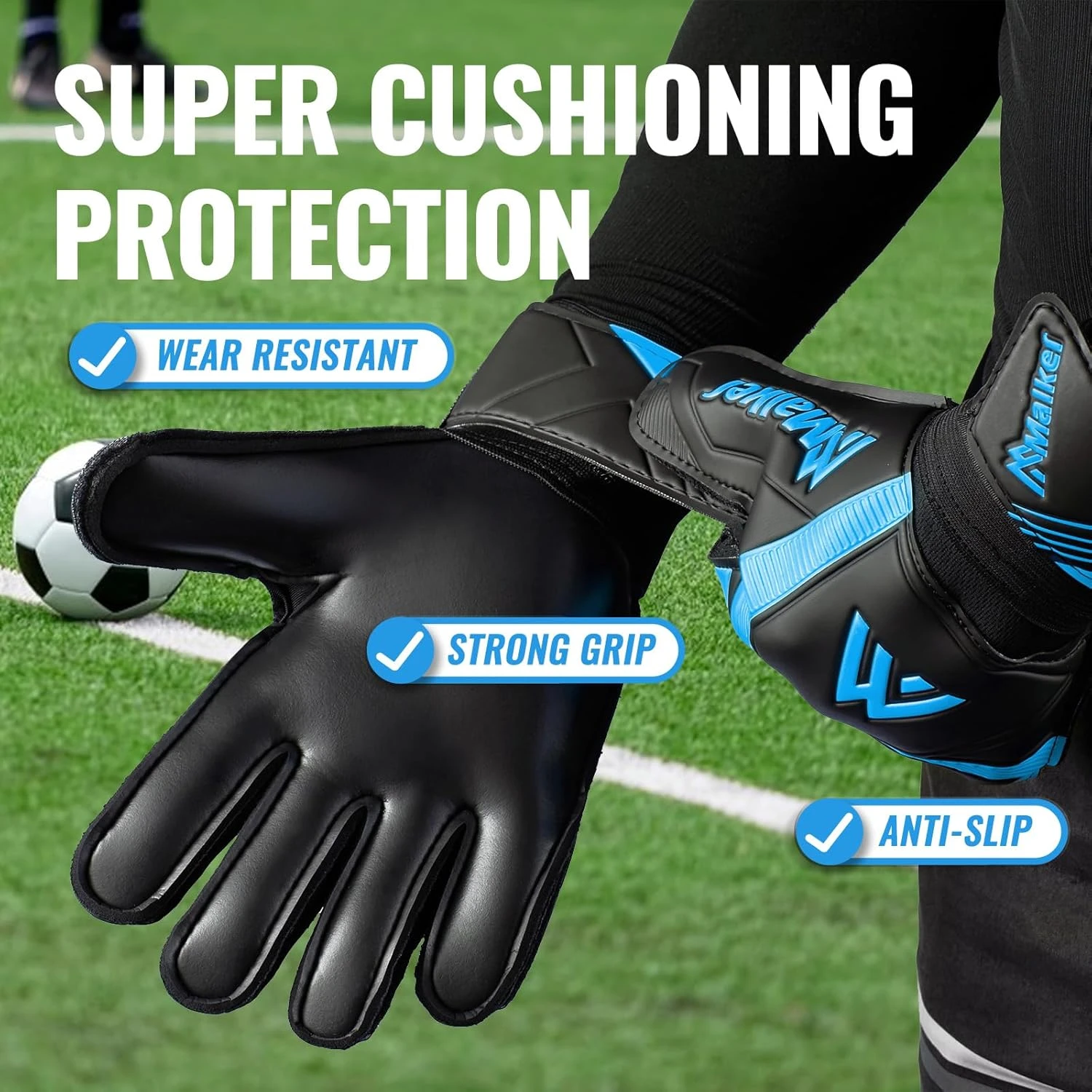 Malker Soccer Goalkeeper Gloves for Kids and Adults All Sports Outlet - Image 3