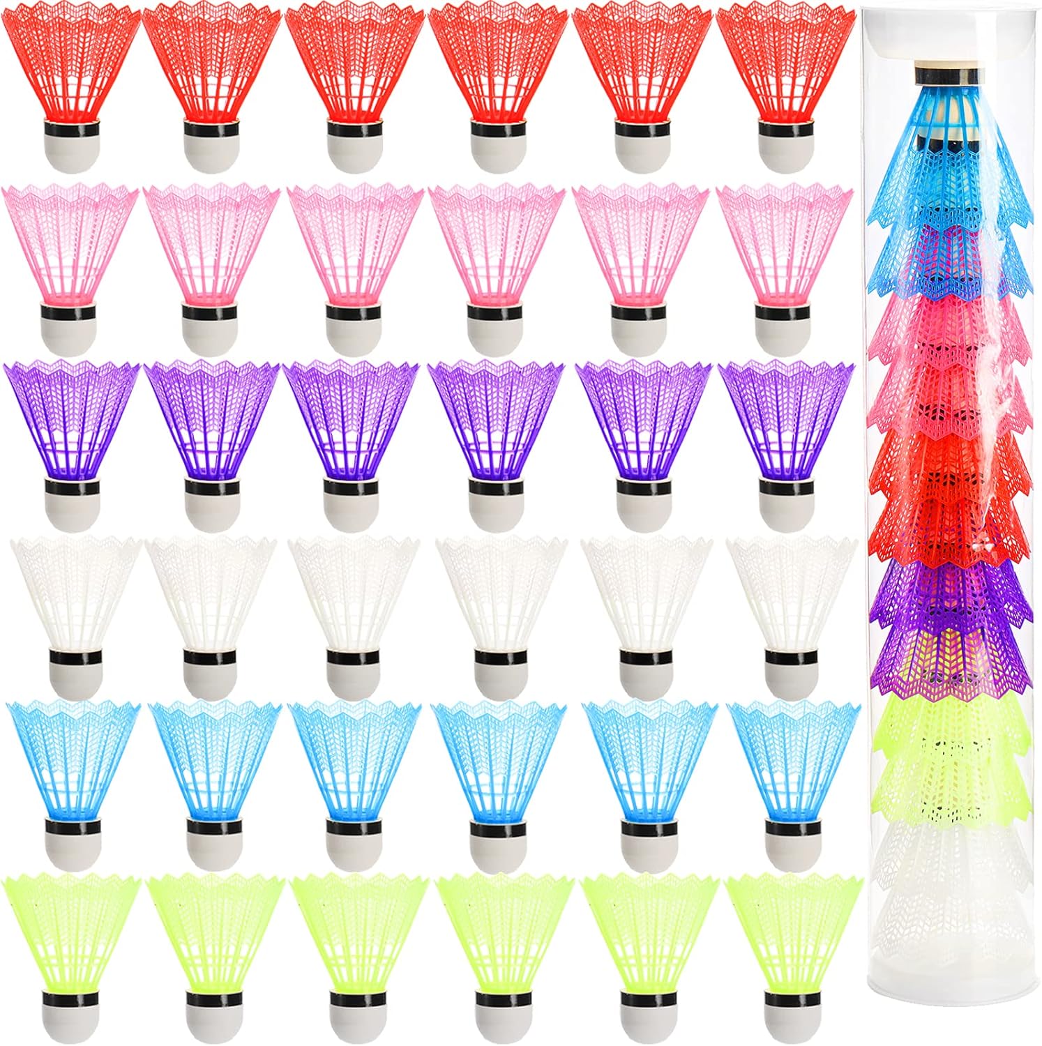 SOUJOY Badminton Birdie 48 Pack Plastic Shuttlecock for Outdoor Fun