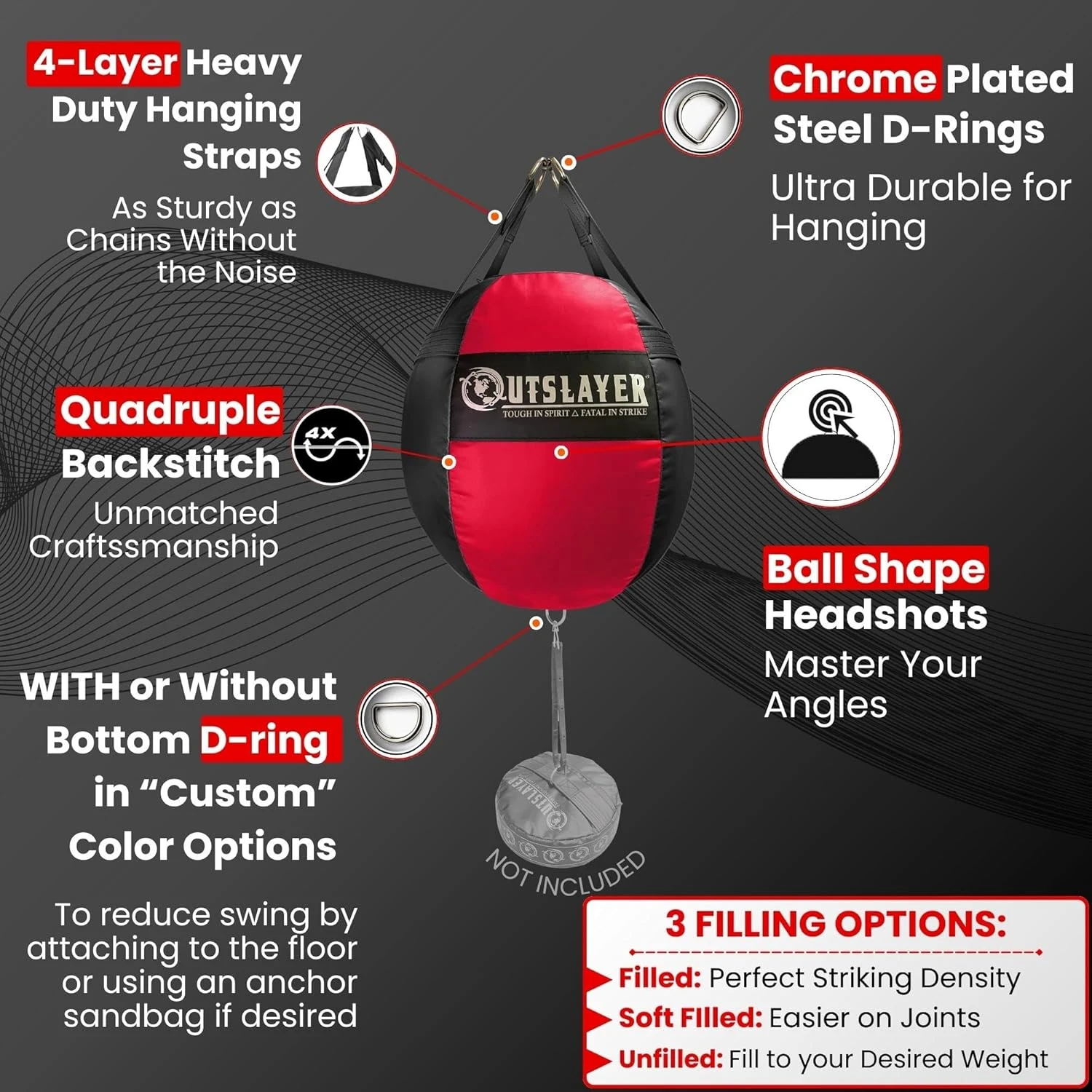 Outslayer 70lb Wrecking Ball Heavy Bag at All Sports Outlet - Image 3