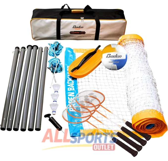 Baden Champions Portable Volleyball Badminton Combo Set All Sports Outlet