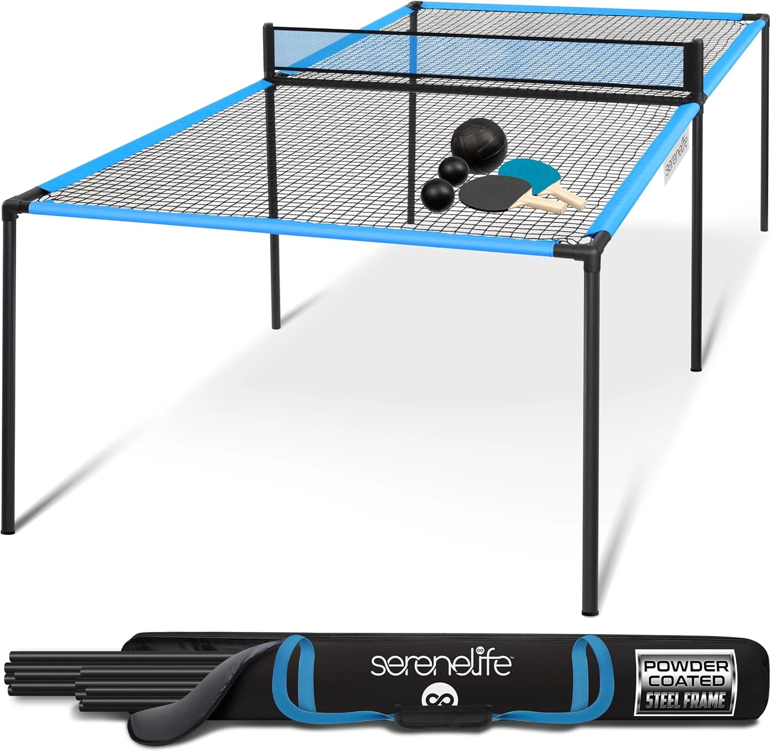 SereneLife Trampoline Ping Pong Table All Sports Outlet Heavy Duty Frame