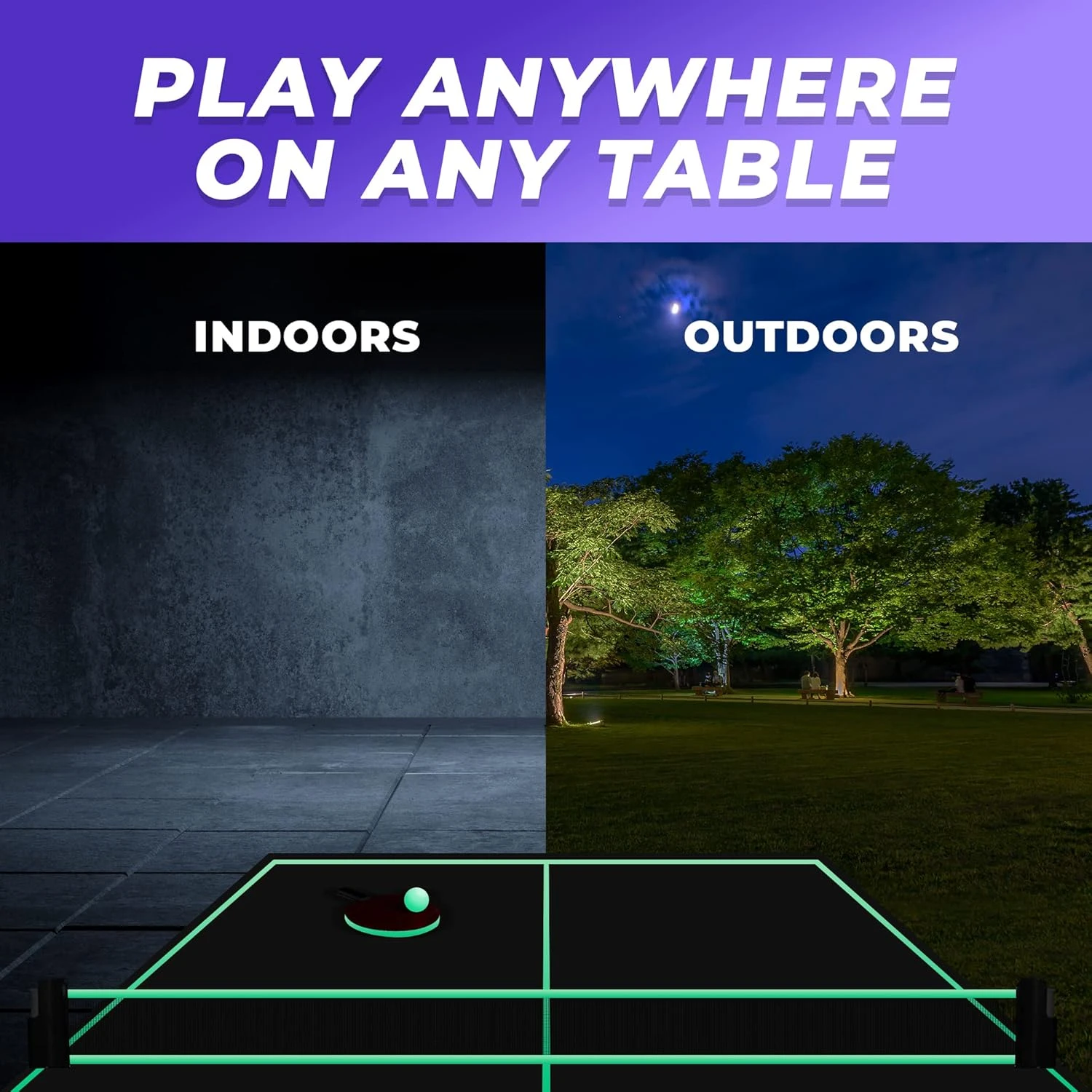 Blacklight Ping Pong Set Glow in The Dark Table Tennis All Sports Outlet - Image 2