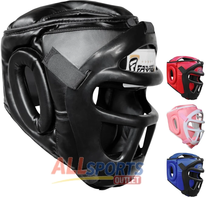 Farabi Sports Boxing Headgear Grill by All Sports Outlet MMA Training Kickboxing Sparring Gear
