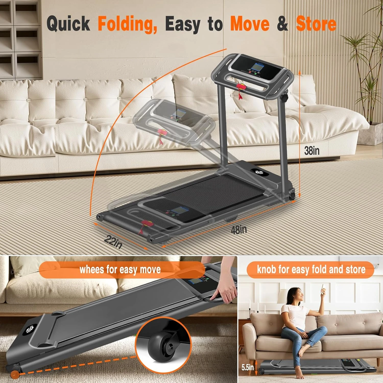 NXSCI 3.0HP Folding Treadmill with LED Display All Sports Outlet - Image 4