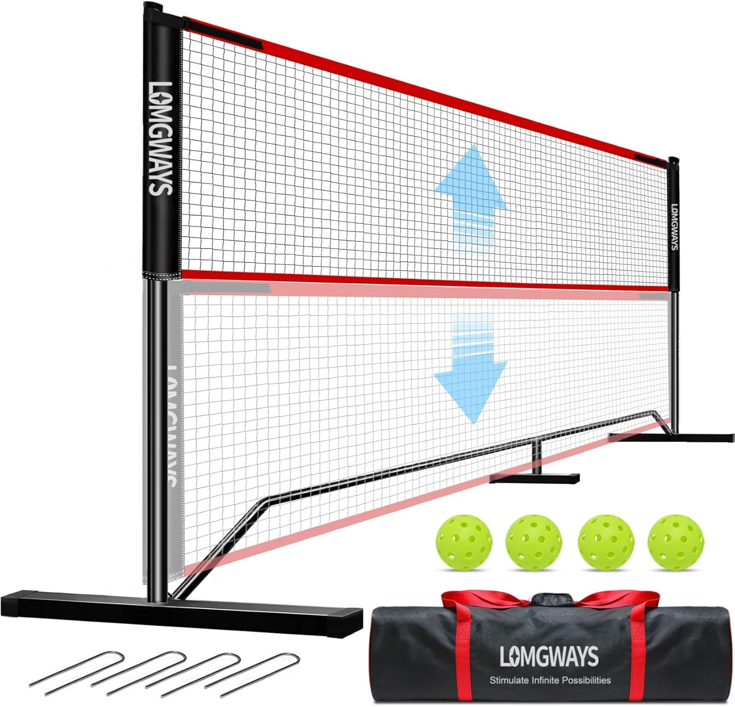 LOMGWAYS Pickleball Net Adjustable Portable for Backyard Use