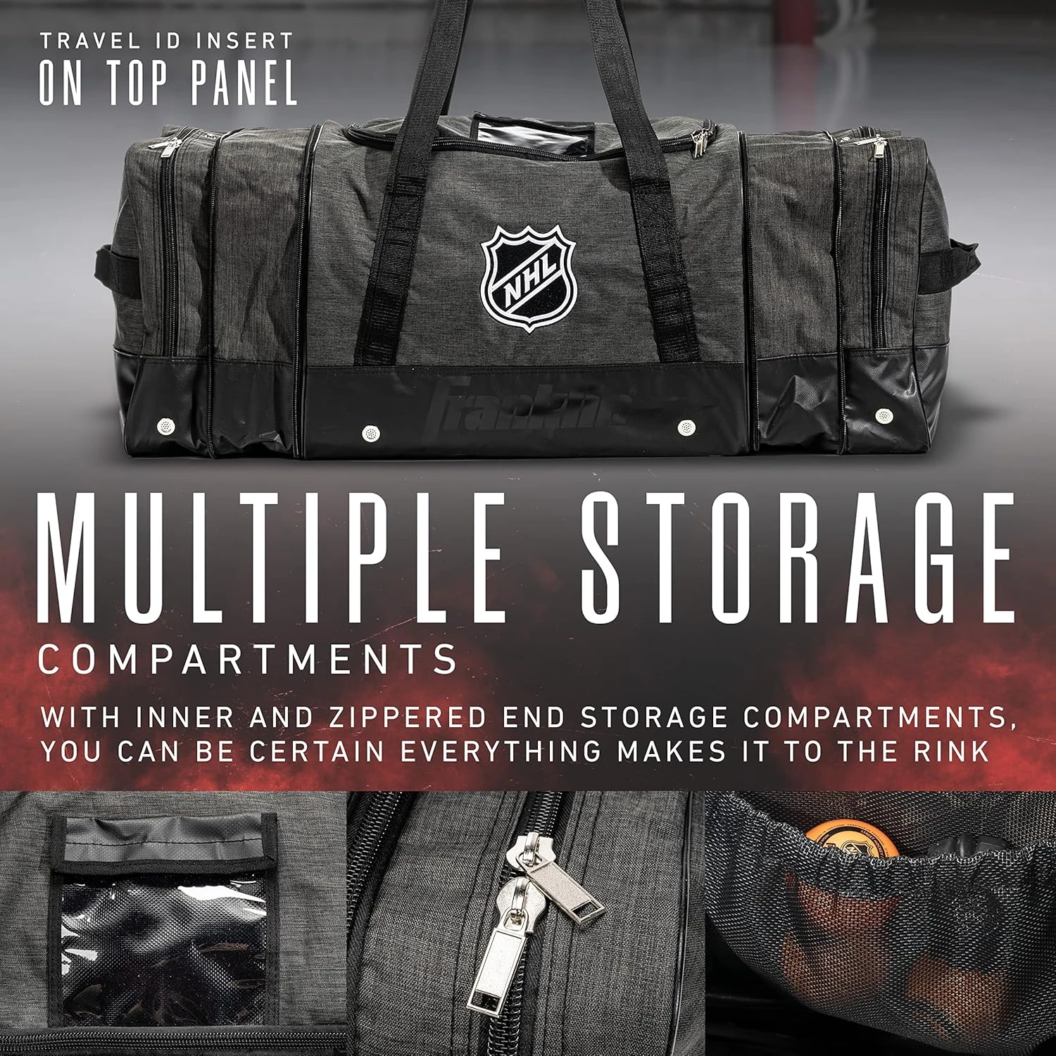 Franklin Sports NHL Hockey Duffle Bag Large Expandable All Sports Outlet - Image 2