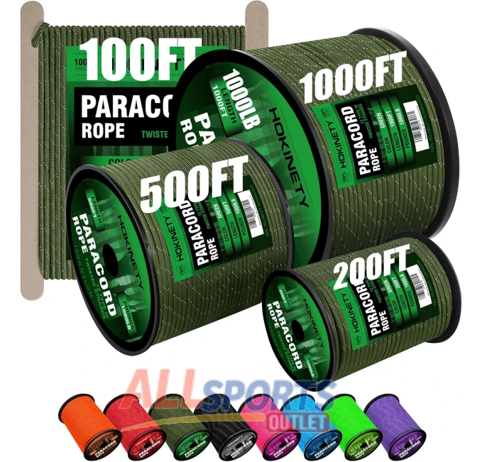 Reflective Paracord Rope 1000lb 100ft Hiking Survival All Sports Outlet