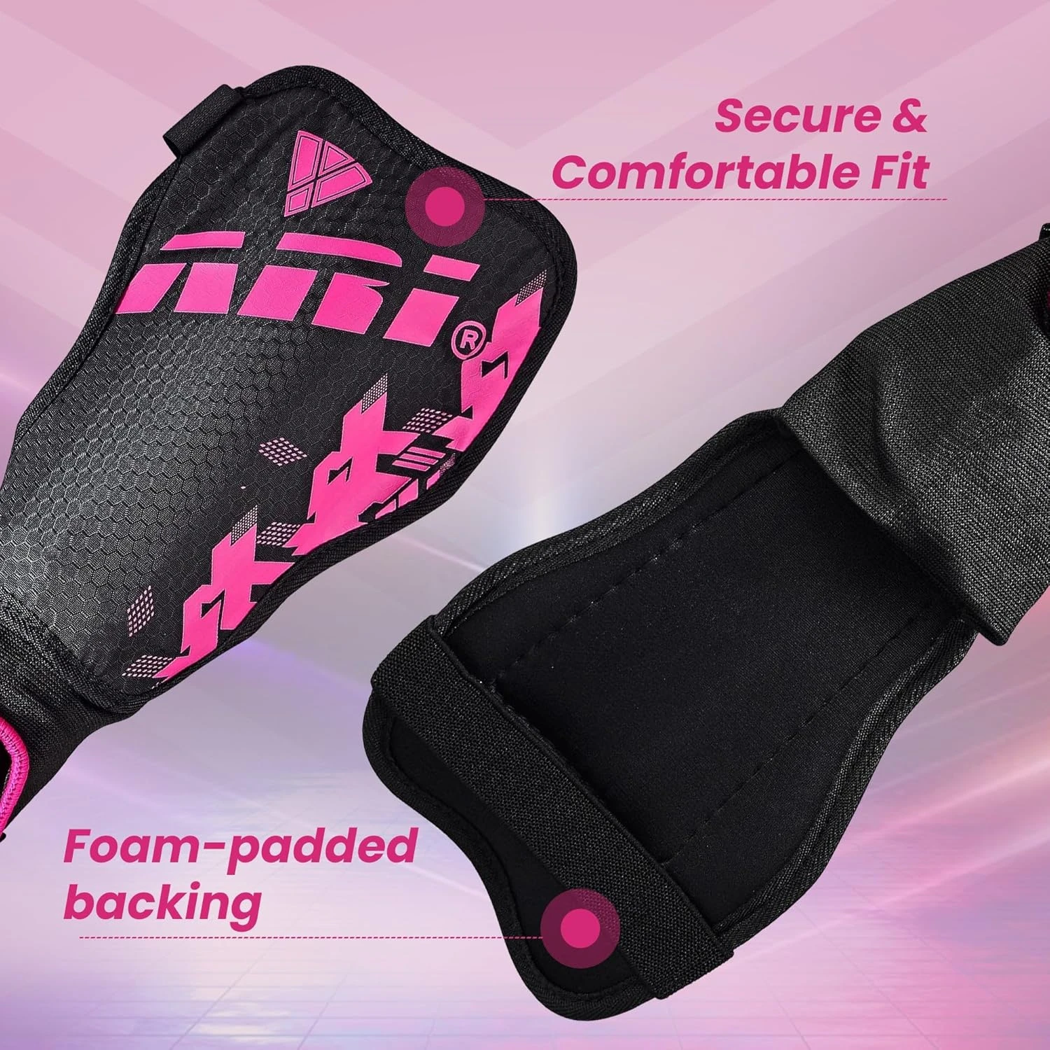 Vizari Napoli Youth Soccer Shin Guards Pink Silver Medium All Sports Outlet - Image 2