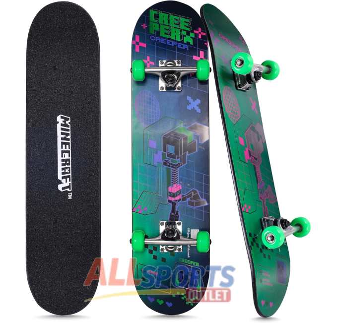 Minecraft 31 Inch Skateboard with Pro Trucks and 9-Ply Maple Deck All Sports Outlet