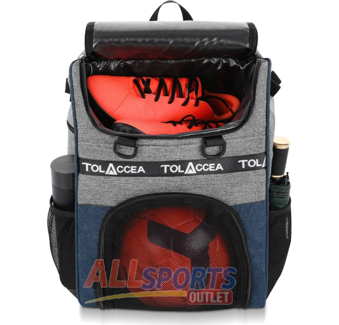 Tolaccea Soccer Backpack All Sports Outlet Large Sports Equipment Bag with Ball and Shoe Compartments