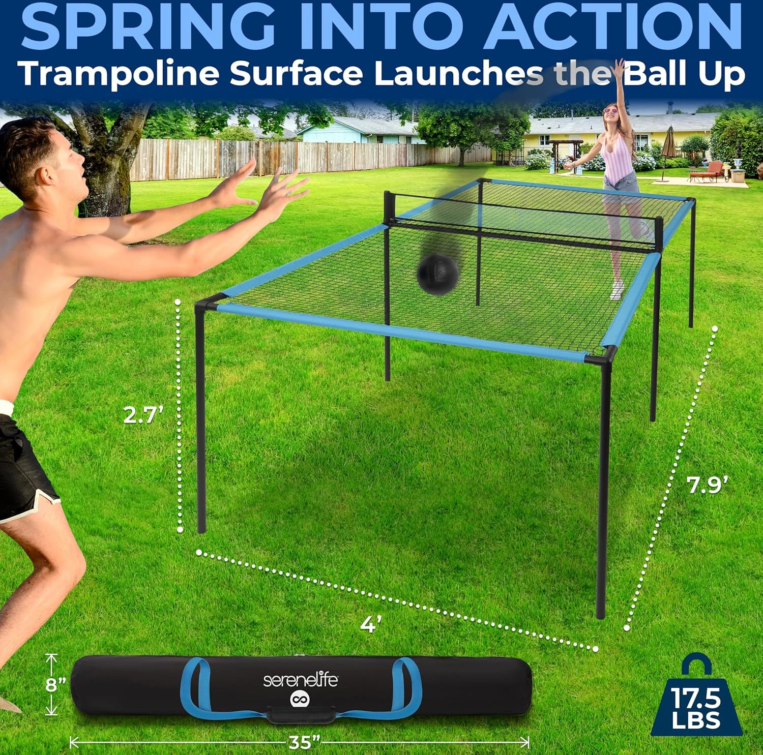 SereneLife Trampoline Ping Pong Table All Sports Outlet Heavy Duty Frame - Image 3
